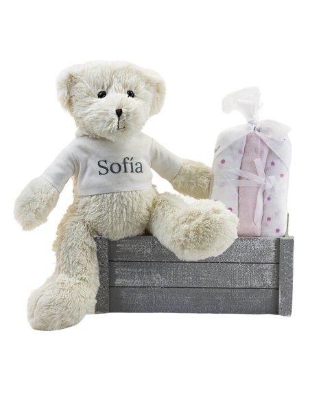 Kit Muselina Bebé y Osito de Peluche rosa